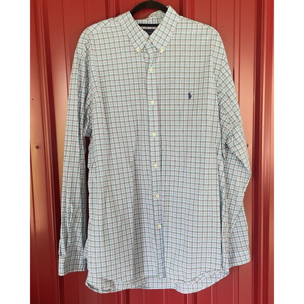 Ralph Lauren Shirt Plaid Classic Fit Cotton Stretch Button Up Long Sleeve XXL
